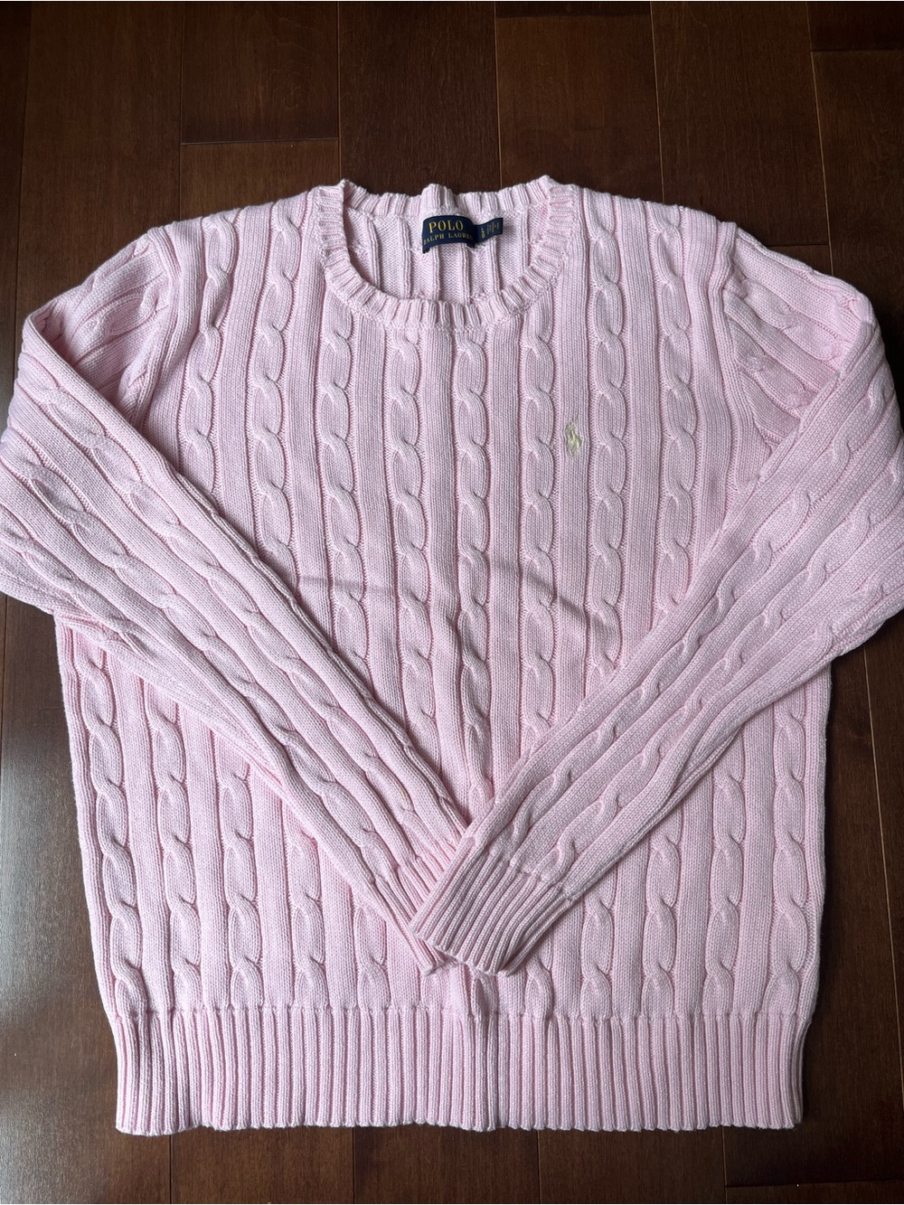 Ralph Lauren Light Pink Cable Knit Crewneck Sweater
